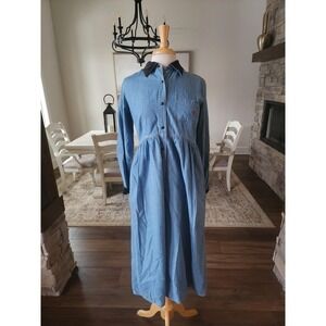 Vintage School Teacher Sigrid Olson Denim Maxi‎ Dress Heart Valentine's Medium
